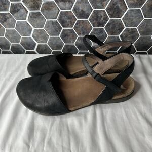 Dansko Black Cross-Strap Flats